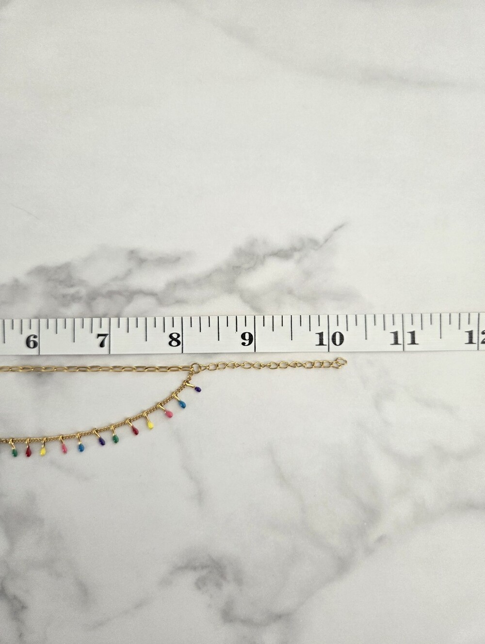 Multicolor Layered Dangle Anklet Colorful Bead Drop Double Chain Beach Jewelry - Picture 13 of 13